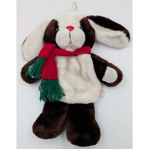 Fairview Puppy Dog Plush Stocking Sack‎ Brown White Christmas Scarf 1988 80s VTG